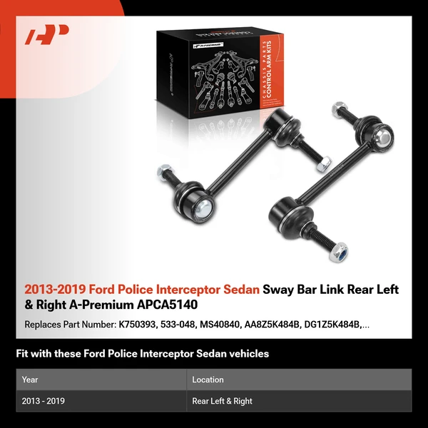 2013-2019 Ford Police Interceptor Sedan Sway Bar Link Rear Left & Right A-Premium APCA5140