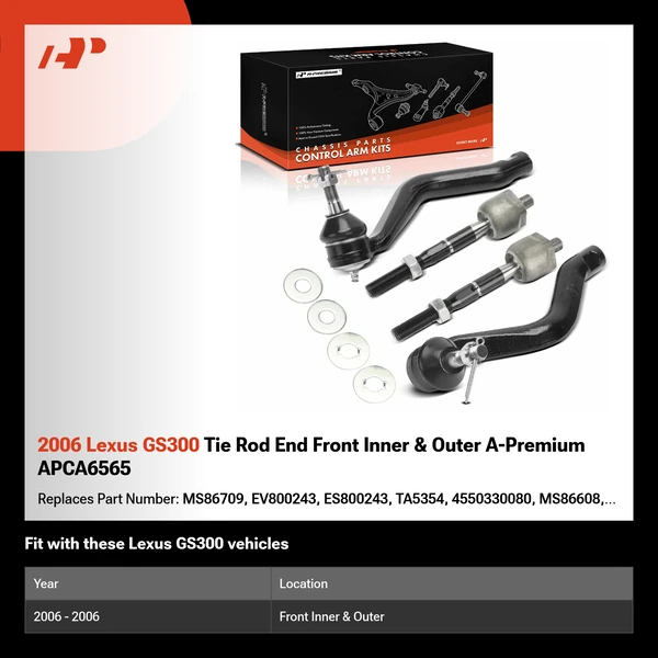 2006 Lexus GS300 Tie Rod End Front Inner & Outer A-Premium APCA6565