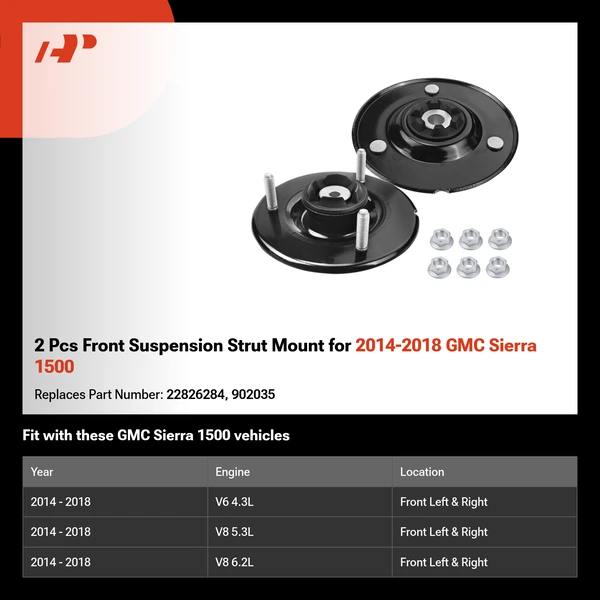 2 Pcs Front Suspension Strut Mount for 2014-2018 GMC Sierra 1500