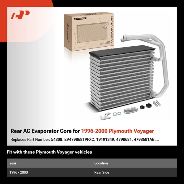 Rear AC Evaporator Core for 1996-2000 Plymouth Voyager