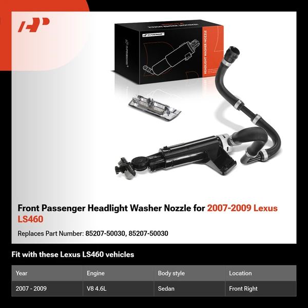 Front Passenger Headlight Washer Nozzle for 2007-2009 Lexus LS460