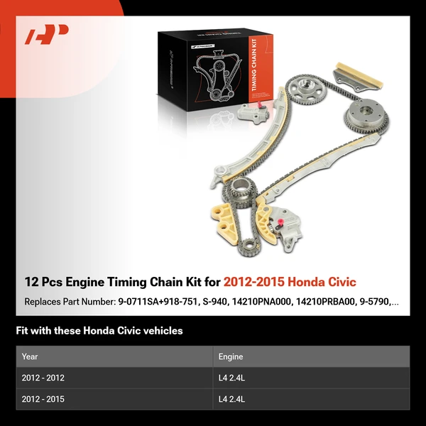 12 Pcs Engine Timing Chain Kit for 2012-2015 Honda Civic