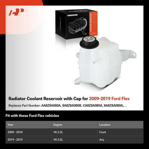 Radiator Coolant Reservoir with Cap for 2009-2019 Ford Flex