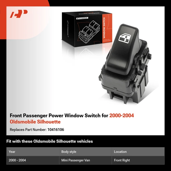 Front Passenger Power Window Switch for 2000-2004 Oldsmobile Silhouette