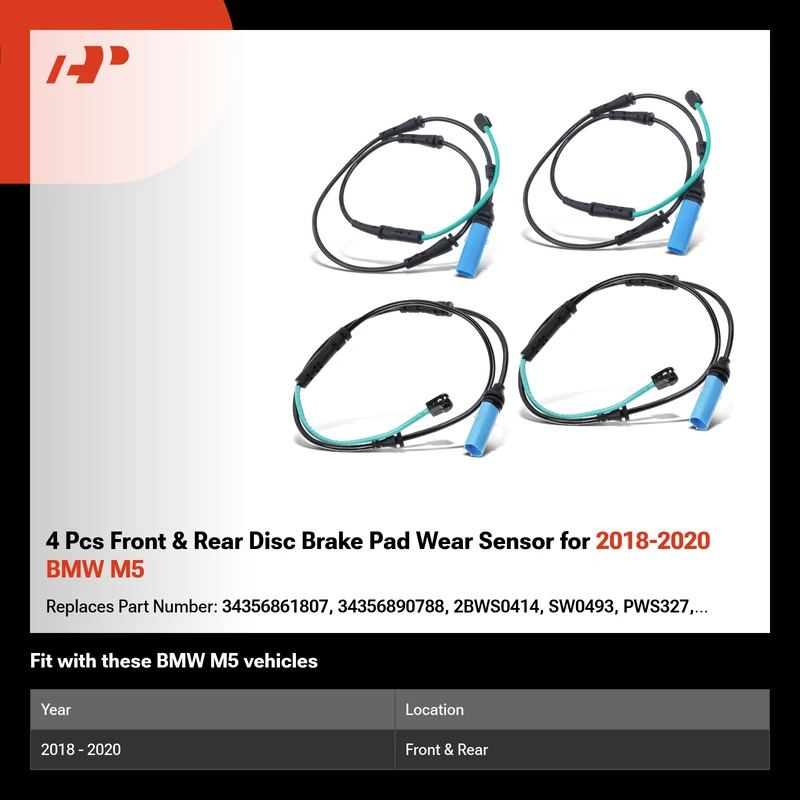 4 Pcs Front & Rear Disc Brake Pad Wear Sensor for 2018-2020 BMW M5