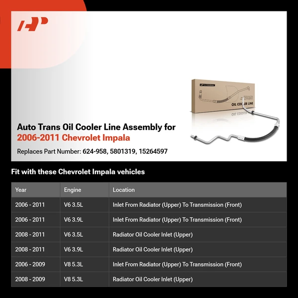 Auto Trans Oil Cooler Line Assembly for 2006-2011 Chevrolet Impala