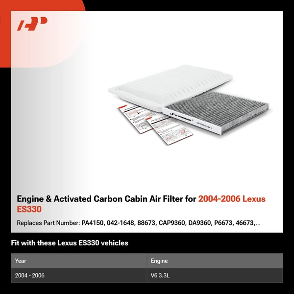 Engine & Activated Carbon Cabin Air Filter for 2004-2006 Lexus ES330