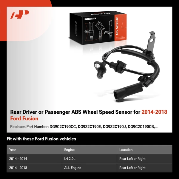 Rear Driver or Passenger ABS Wheel Speed Sensor for 2014-2018 Ford Fusion