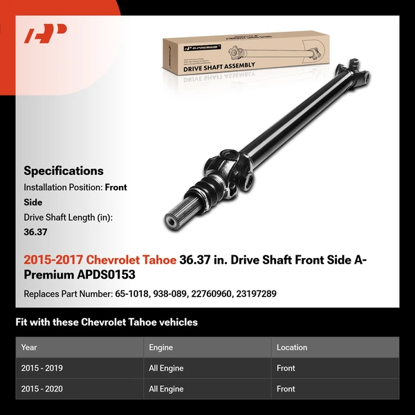 2015-2017 Chevrolet Tahoe 36.37 in. Drive Shaft Front Side A-Premium APDS0153