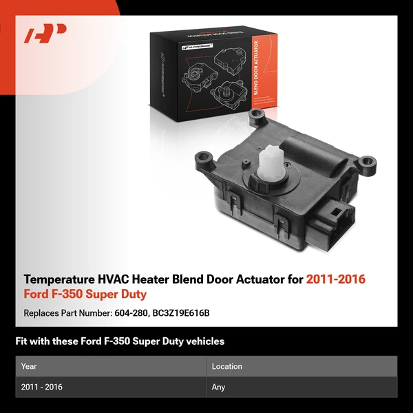 Temperature HVAC Heater Blend Door Actuator for 2011-2016 Ford F-350 Super Duty
