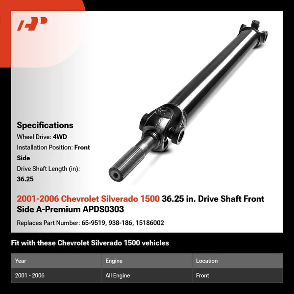 2001-2006 Chevrolet Silverado 1500 36.25 in. Drive Shaft Front Side A-Premium APDS0303