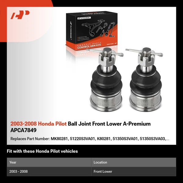 2003-2008 Honda Pilot Ball Joint Front Lower A-Premium APCA7849