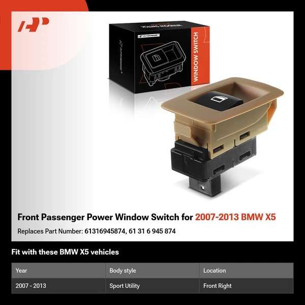 Front Passenger Power Window Switch for 2007-2013 BMW X5