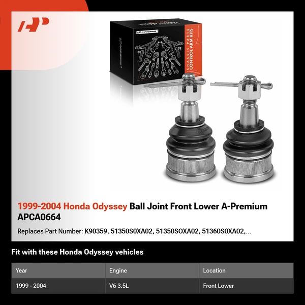 1999-2004 Honda Odyssey Ball Joint Front Lower A-Premium APCA0664