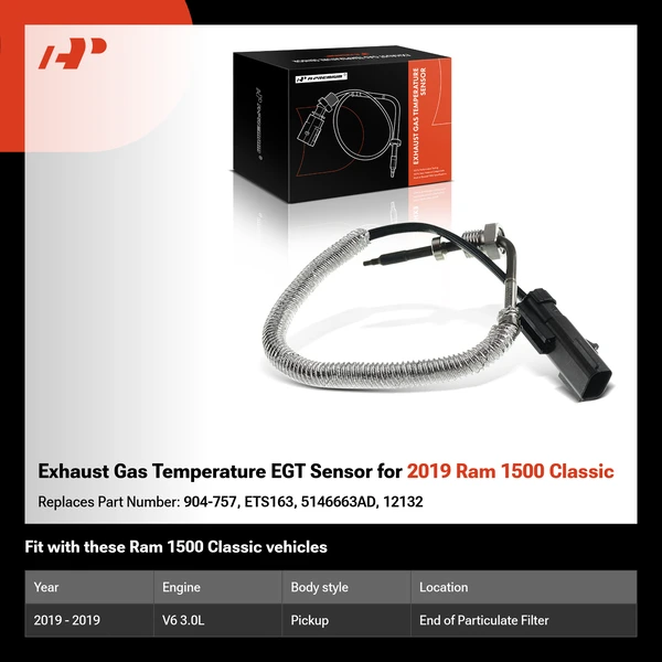 Exhaust Gas Temperature EGT Sensor for 2019 Ram 1500 Classic
