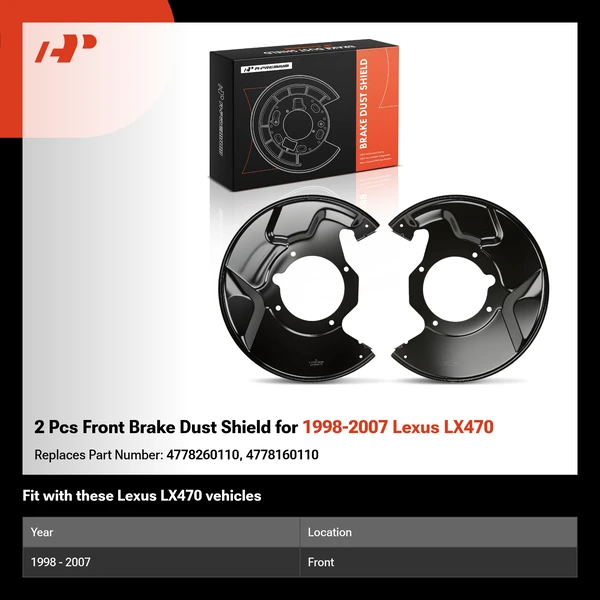 2 Pcs Front Brake Dust Shield for 1998-2007 Lexus LX470