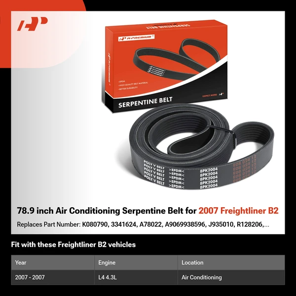 78.9 inch Air Conditioning Serpentine Belt for 2007 Freightliner B2