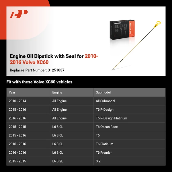 Engine Oil Dipstick with Seal for 2010-2016 Volvo XC60