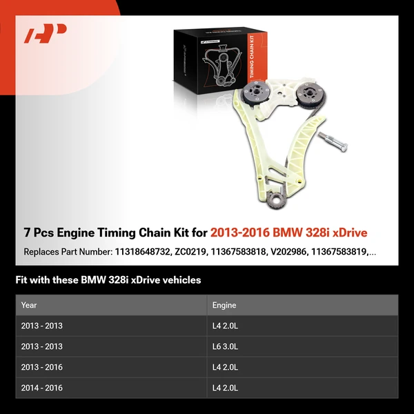 7 Pcs Engine Timing Chain Kit for 2013-2016 BMW 328i xDrive