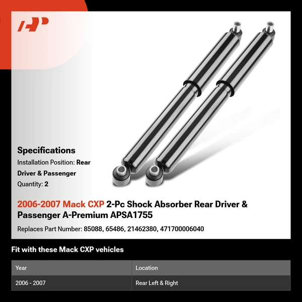 2006-2007 Mack CXP 2-Pc Shock Absorber Rear Driver & Passenger A-Premium APSA1755