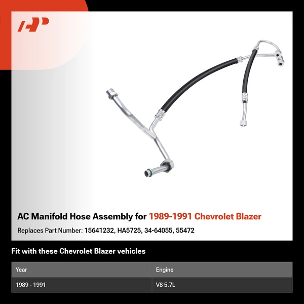AC Manifold Hose Assembly for 1989-1991 Chevrolet Blazer