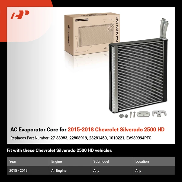 AC Evaporator Core for 2015-2018 Chevrolet Silverado 2500 HD