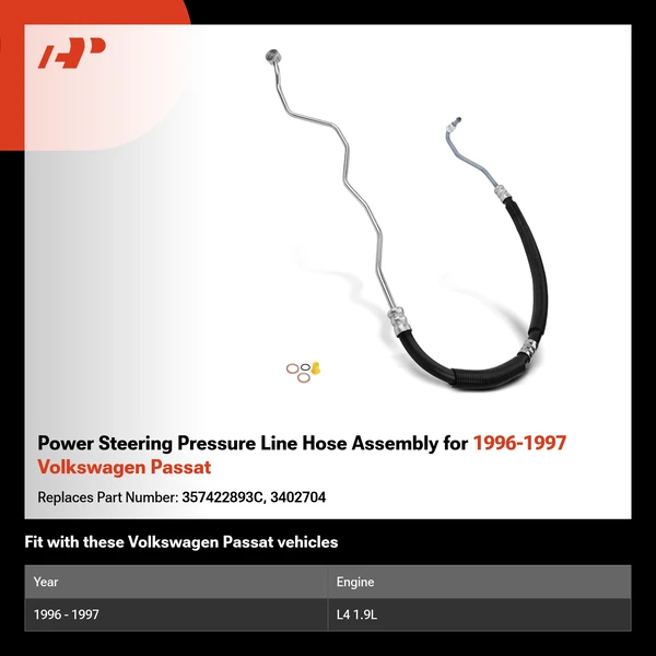 Power Steering Pressure Line Hose Assembly for 1996-1997 Volkswagen Passat