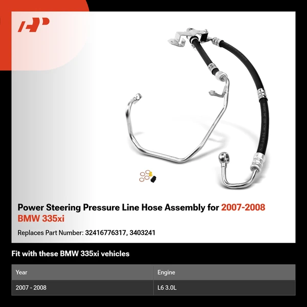 Power Steering Pressure Line Hose Assembly for 2007-2008 BMW 335xi