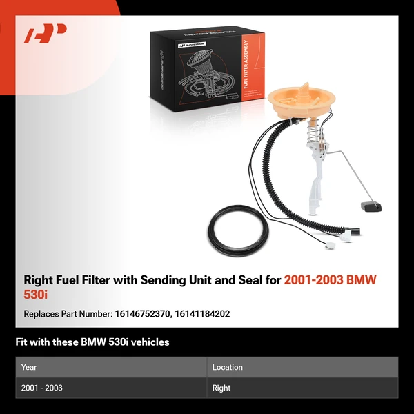 Right Fuel Filter with Sending Unit and Seal for 2001-2003 BMW 530i