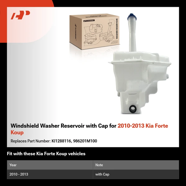 Windshield Washer Reservoir with Cap for 2010-2013 Kia Forte Koup