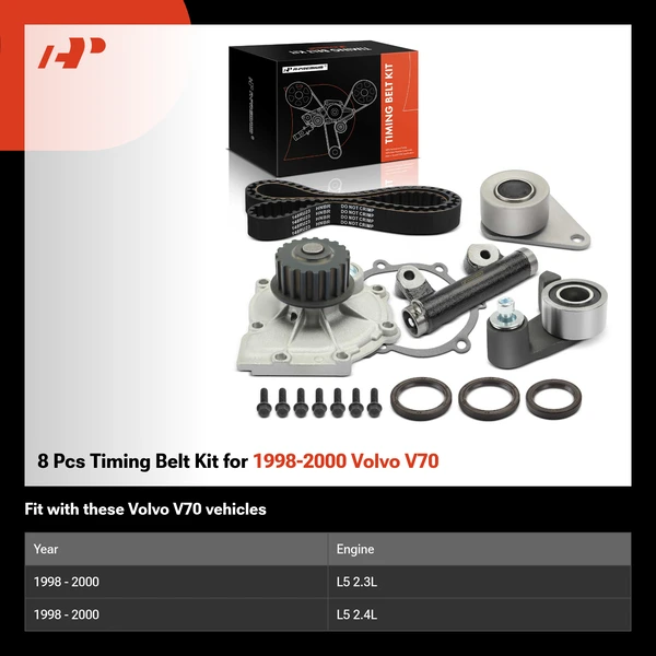 8 Pcs Timing Belt Kit for 1998-2000 Volvo V70