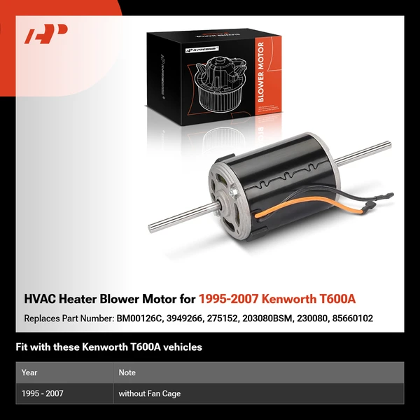 HVAC Heater Blower Motor for 1995-2007 Kenworth T600A