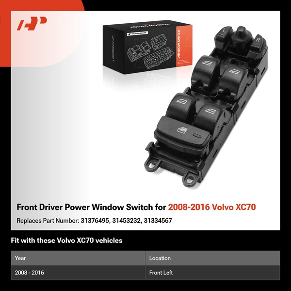 Front Driver Power Window Switch for 2008-2016 Volvo XC70