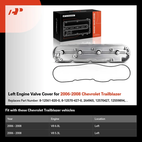 Left Engine Valve Cover for 2006-2008 Chevrolet Trailblazer