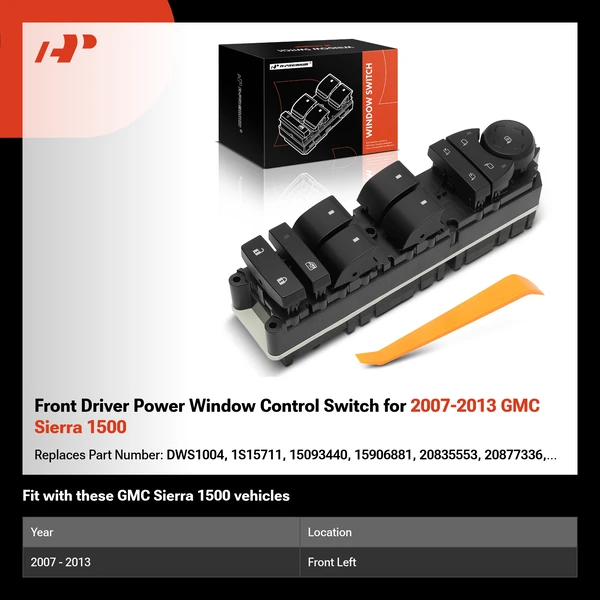 Front Driver Power Window Control Switch for 2007-2013 GMC Sierra 1500