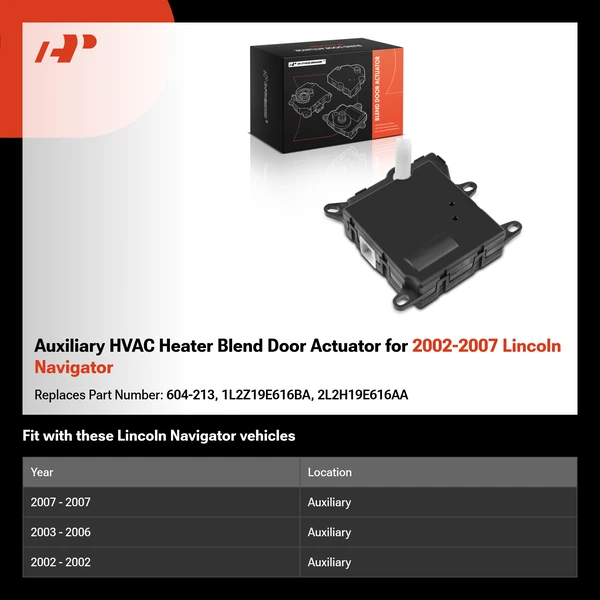 Auxiliary HVAC Heater Blend Door Actuator for 2002-2007 Lincoln Navigator