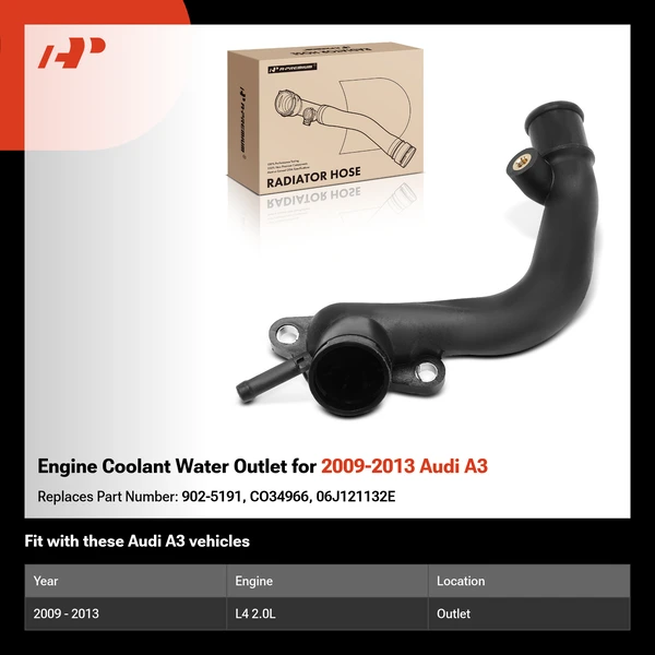 Engine Coolant Water Outlet for 2009-2013 Audi A3