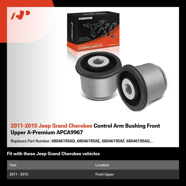 2011-2015 Jeep Grand Cherokee Control Arm Bushing Front Upper A-Premium APCA9967