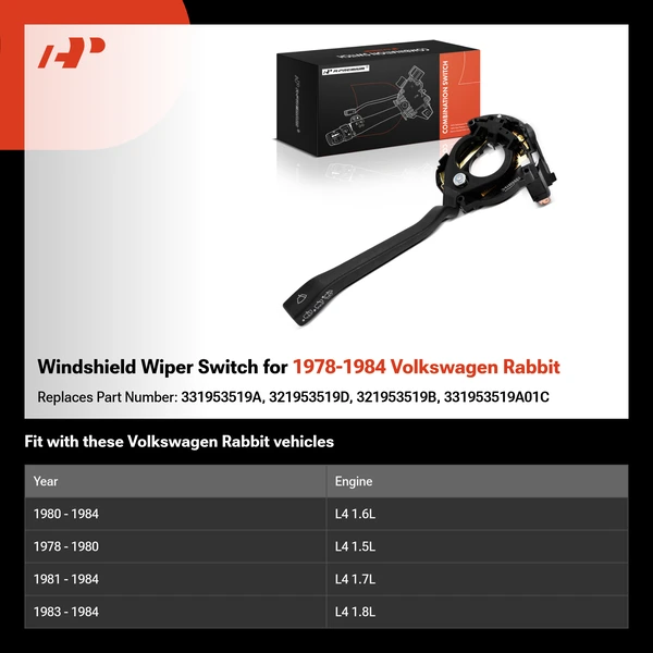 Windshield Wiper Switch for 1978-1984 Volkswagen Rabbit