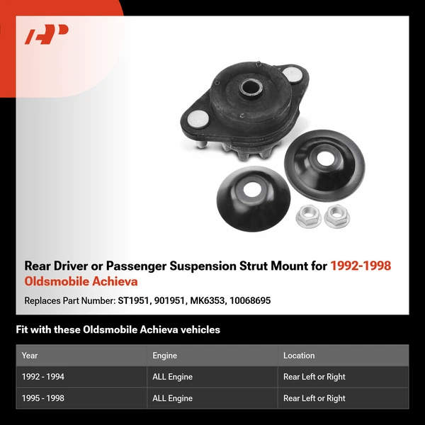 Rear Driver or Passenger Suspension Strut Mount for 1992-1998 Oldsmobile Achieva