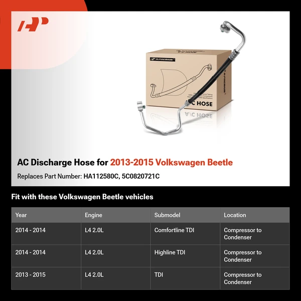 AC Discharge Hose for 2013-2015 Volkswagen Beetle