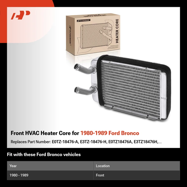 Front HVAC Heater Core for 1980-1989 Ford Bronco