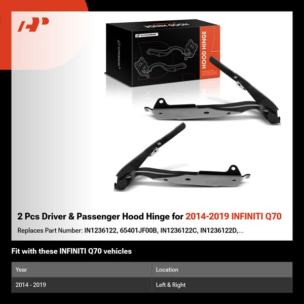 2 Pcs Driver & Passenger Hood Hinge for 2014-2019 INFINITI Q70