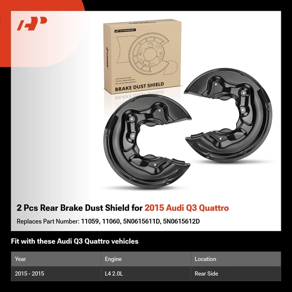 2 Pcs Rear Brake Dust Shield for 2015 Audi Q3 Quattro