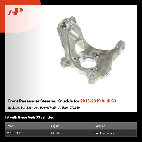 Front Passenger Steering Knuckle for 2015-2019 Audi S3