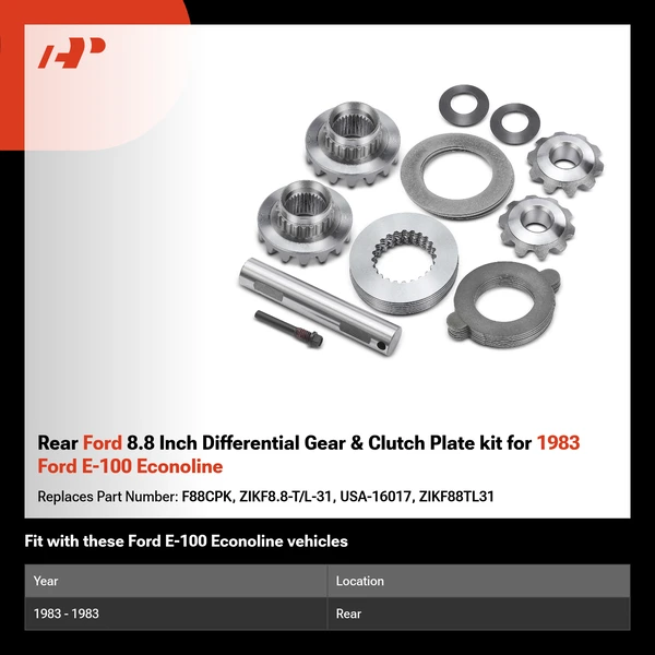 Rear Ford 8.8 Inch Differential Gear & Clutch Plate kit for 1983 Ford E-100 Econoline