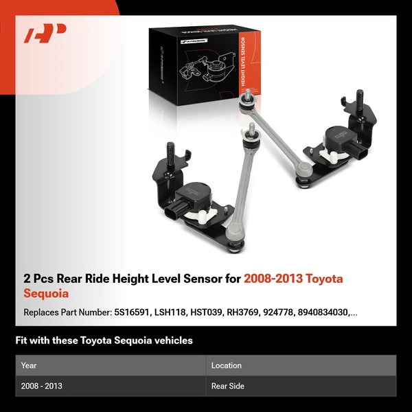 2 Pcs Rear Ride Height Level Sensor for 2008-2013 Toyota Sequoia