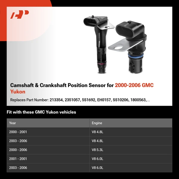 Camshaft & Crankshaft Position Sensor for 2000-2006 GMC Yukon