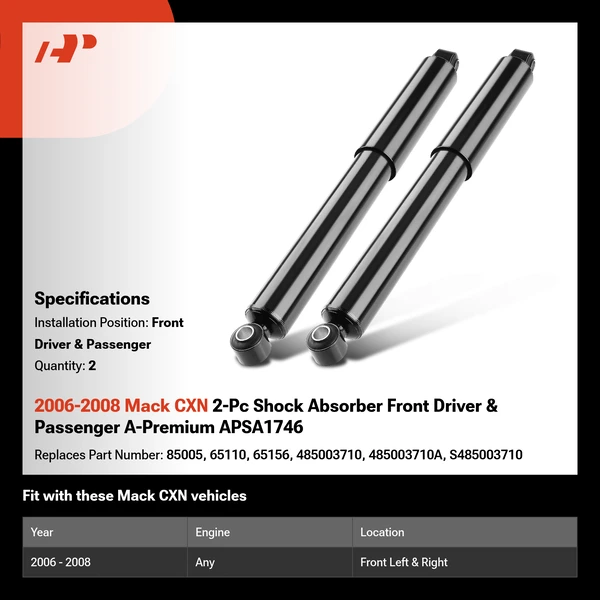 2006-2008 Mack CXN 2-Pc Shock Absorber Front Driver & Passenger A-Premium APSA1746
