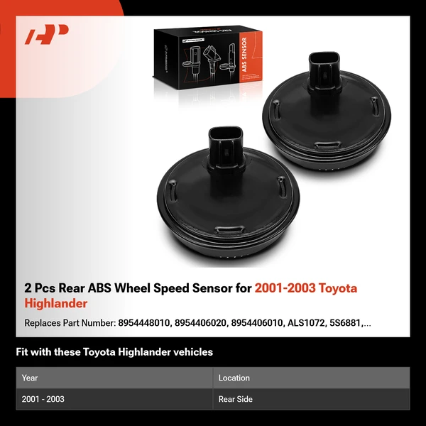2 Pcs Rear ABS Wheel Speed Sensor for 2001-2003 Toyota Highlander